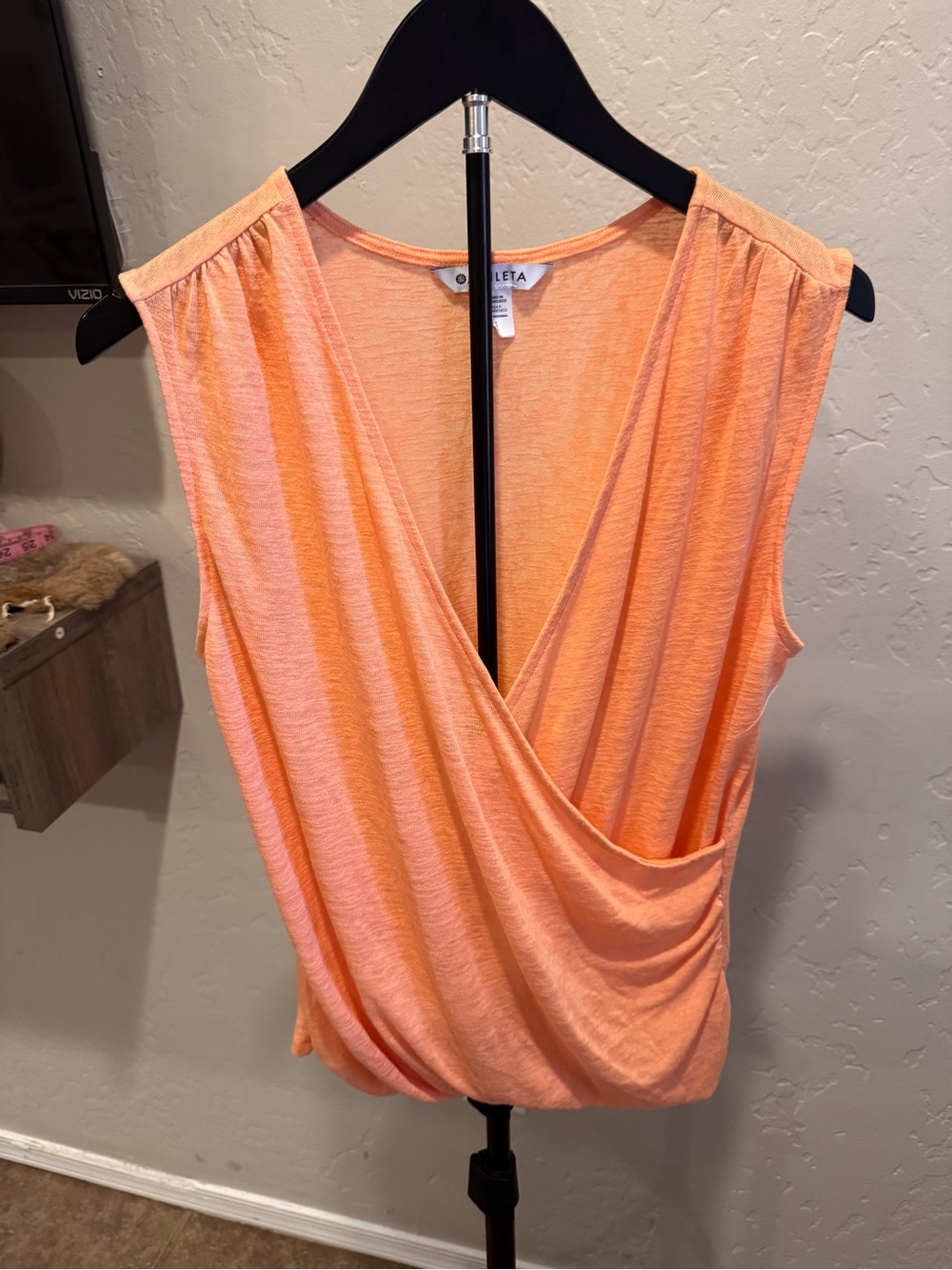 Athleta Peach-Orange Draped Wrap Sleeveless Tank